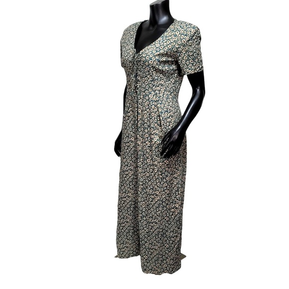 Vintage 90s All That Jazz Floral Jumpsuit Wide Leg Palazzo Grunge Daisy Print M - Picture 6 of 10